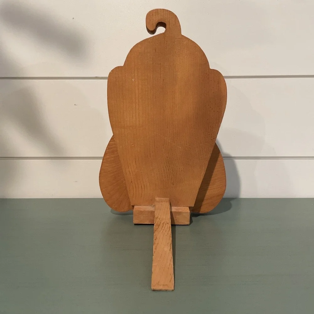Vintage Hand Painted Wood Puppy Dog Door Stop Floral‎ Rustic Cottagecore